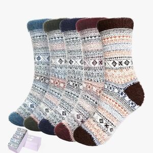 5 pairs fluffy cozy soft fuzzy crew ankle Socks thick plush comfy warm winter